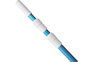 POOLWHALE Professional 12 Feet Blue Anodized Aluminum Telescopic Swimming Pool Pole,Adjustable 3 Piece Expandable Step-Up,for Skimmer Nets, Vacuum Heads and Brushes, Strong Grip & Lock