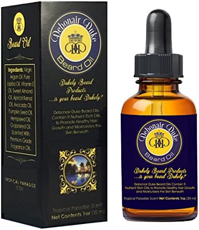Debonair Duke Tropical Paradise-Best Men’s 100% Natural Beard Oil, Leave-In Conditioner, &amp; Softener-Stimulates Beard Growth-Moisturizes Skin-Great for All Men’s Beard Styles &amp; Grooming-Made In USA