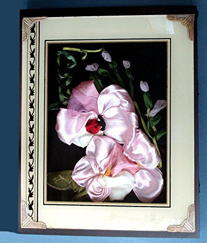 image for EMENOW Art Nouveau Hybiscus with Ladybug done in Ribbon and Stump Embr