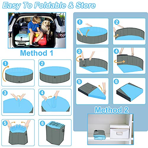 Foldable Dog Pool Portable Hard Plastic Kiddie Pool with Pool Cover