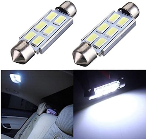 YOBDH 2 x 42mm Festoon 5630 6SMD LED Bulbs Interior Dome Map Reading Lights 174YC