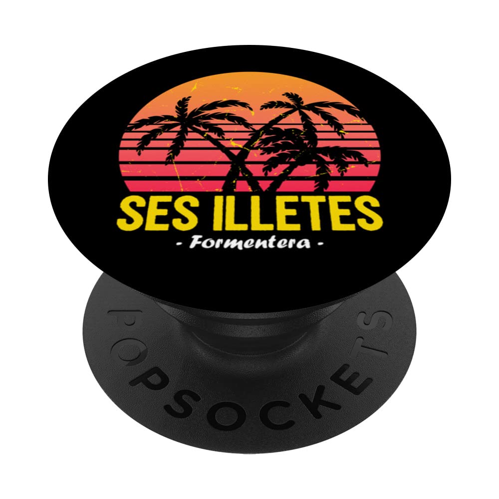 Platja de Ses Illetes Formentera Beach Spain Sunset Palm PopSockets Swappable PopGrip