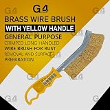 G4GADGET Brass Wire Brush Yellow Handle Long General Purpose Rust Removal view 2