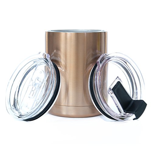 Greatness line copper 10 oz lowball tumbler with 2 lids - double …