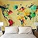 Sunm Boutique Retro Watercolor World Map Tapestry Colorful Map Tapestry Wall Hanging Bedroom Living Room Dorm Home Decor Tapestry(59.1 x 51.2 Inch, Multi)