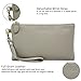 Befen Women Genuine Leather Minimalist Clutch Wallet Purse Wristlet for iPhone 7/6s/6 plus, Samsung Note 5/4-Light Gray