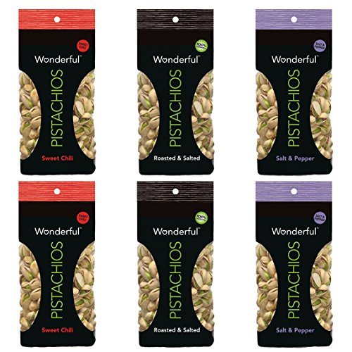 Wonderful Pistachios - 100 Calorie Variety Pack 3 Flavors, 6 Total Bags