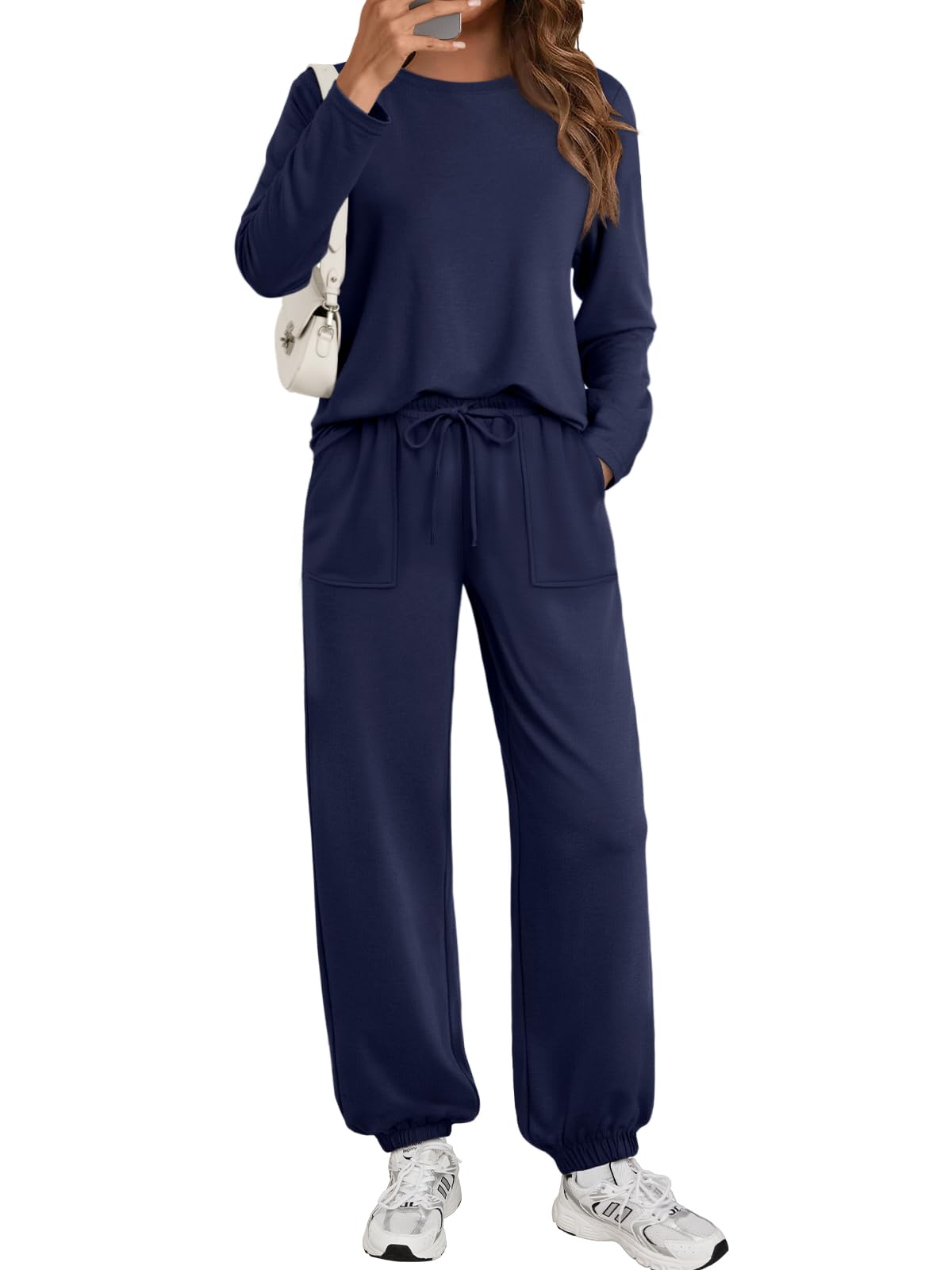 Photo 1 of LILLUSORY Lounge Sets for Women Sweatsuits 2 Piece Outfit Two Piece Set Fall Matching Clothing Long Sleeve Tops Jogger Pants