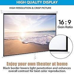 ZENY Projector Screen Pull Down 100 Inch 16:9 HD