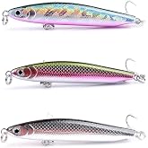 Slow Sinking Pencil Lure Popper Lures, as Hard Jerkbaits Crankbaits Plugs for Bass Salmon etc Freshwater Saltwater 39