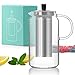 Glass Tea Kettle for Stove Top, Borosilicate Tea Pots with Infusers for Loose Tea, Clear Teapot with Stainless Steel Strainer, Makes 5 Tea Cups, 40oz