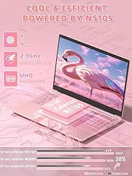 Rumtuk 16" Rose Gold Laptop, Celeron N5105