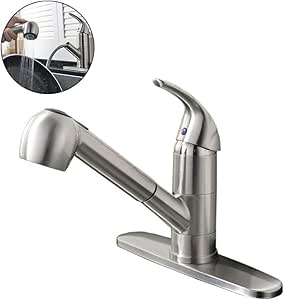 Grifo de cocina con una sola manija extraíble, sin goteo, níquel