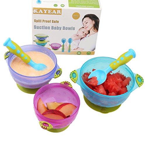 Stay Put Baby Feeding Bowls,3 Size Baby Bowl Set,Baby Utensils Bowls