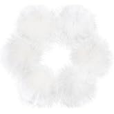 Daieparty 6Pcs White Faux Fur Pom Pom Balls,Fluffy Pompom Balls with Elastic Loop Ball Detachable Knitting Accessories for Knitting Hats Beanies Shoes,Scarves,Glove