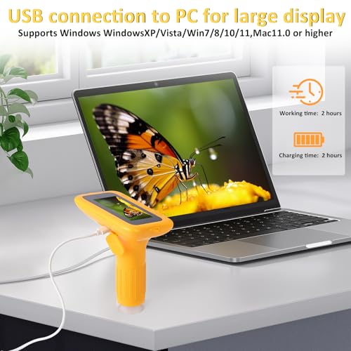 Microscope for Kids 3" IPS Screen Digital Microscope 1000X Magnification 1080P Handheld Microscope with 8 LEDs and 32MB Memory USB Pocket Microscope for PC/Mac