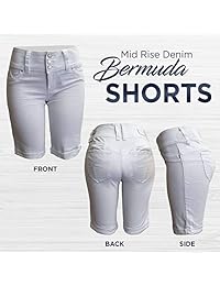 Pantalones cortos para dama, estilo clásico, vaquero, con forma de bolsillo, cintura media, elásticos