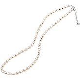Sterling Silver White Freshwater Cultured Small Pearls Choker Necklace for Women