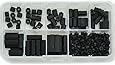 Electronics-Salon M3 Nylon Black Hex Female-Female Standoff Screw Assortment Kit, Standoff 5mm 6mm 8mm 10mm 12mm 16mm 18mm 20mm, Screw M3 x 6mm. Spacer.