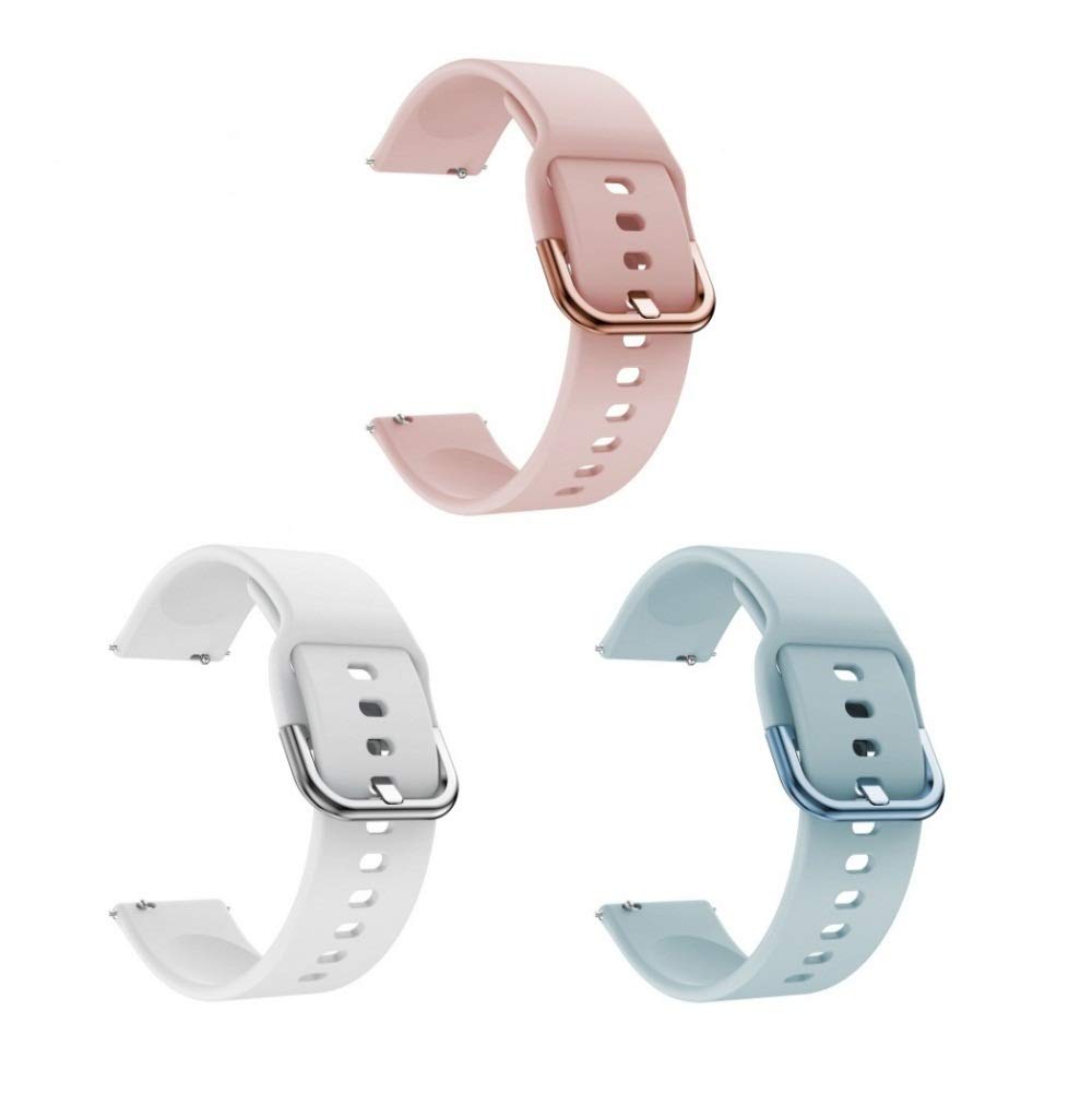 Sepgirlcy 20mm Universal Watch Strap, 20mm Soft Silicone Watch Bands Quick Release Adjustable Replacement Watch Straps for Men and Women (Pink+White+Blue, 20mm)