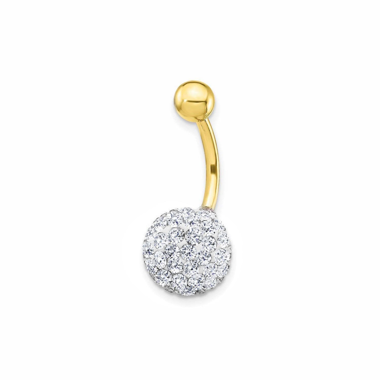 Monde Petit 9ct Yellow Gold ball with zircons navel Piercing