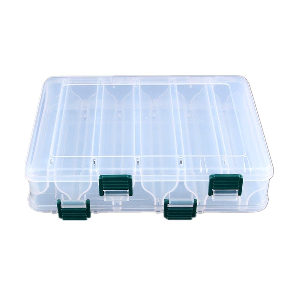 Fishing Tool Box - 12 Compartments Fishing Case Lure Box Tackle Two-Sided Storage Plastic Large