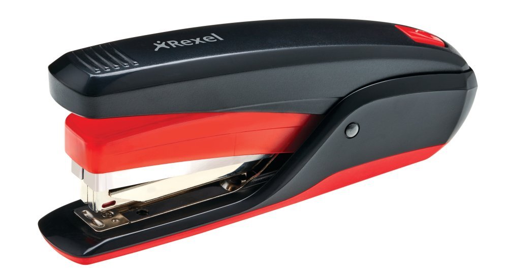 Rexel PowerEase Stapler, 20 Sheet Metal Stapler, Low Force Stapling, Staples Included, Metal Body, Red/Black, 2104375