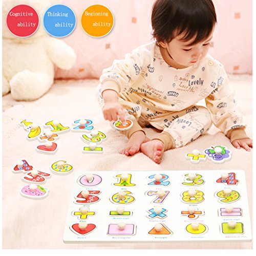 SIPLIV Wooden Pegged Puzzles Jigsaw Puzzle for 2 to 5 Years Old Kids, Home Learning Preschool Early Education Development Toys and Games, Insects
