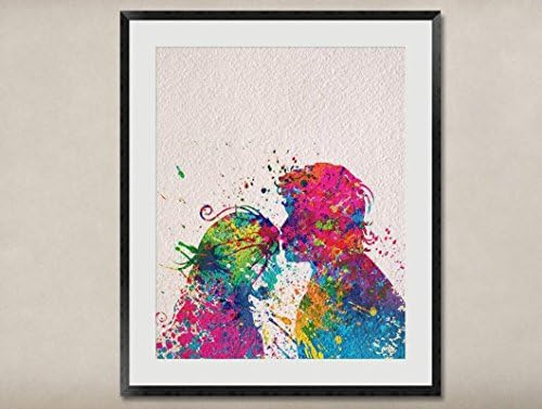 Kiss, Watercolor Painting ,Original Fine Art Print, Home Wall Art Decor-5