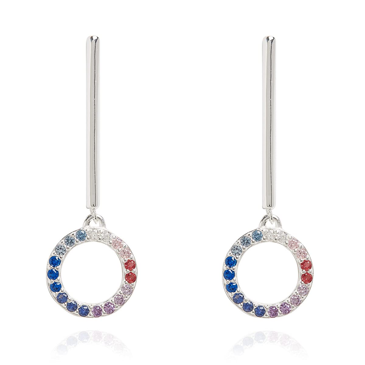Annie Oak Womens 925 Silver Eternal Circle Rainbow Drop Earrings