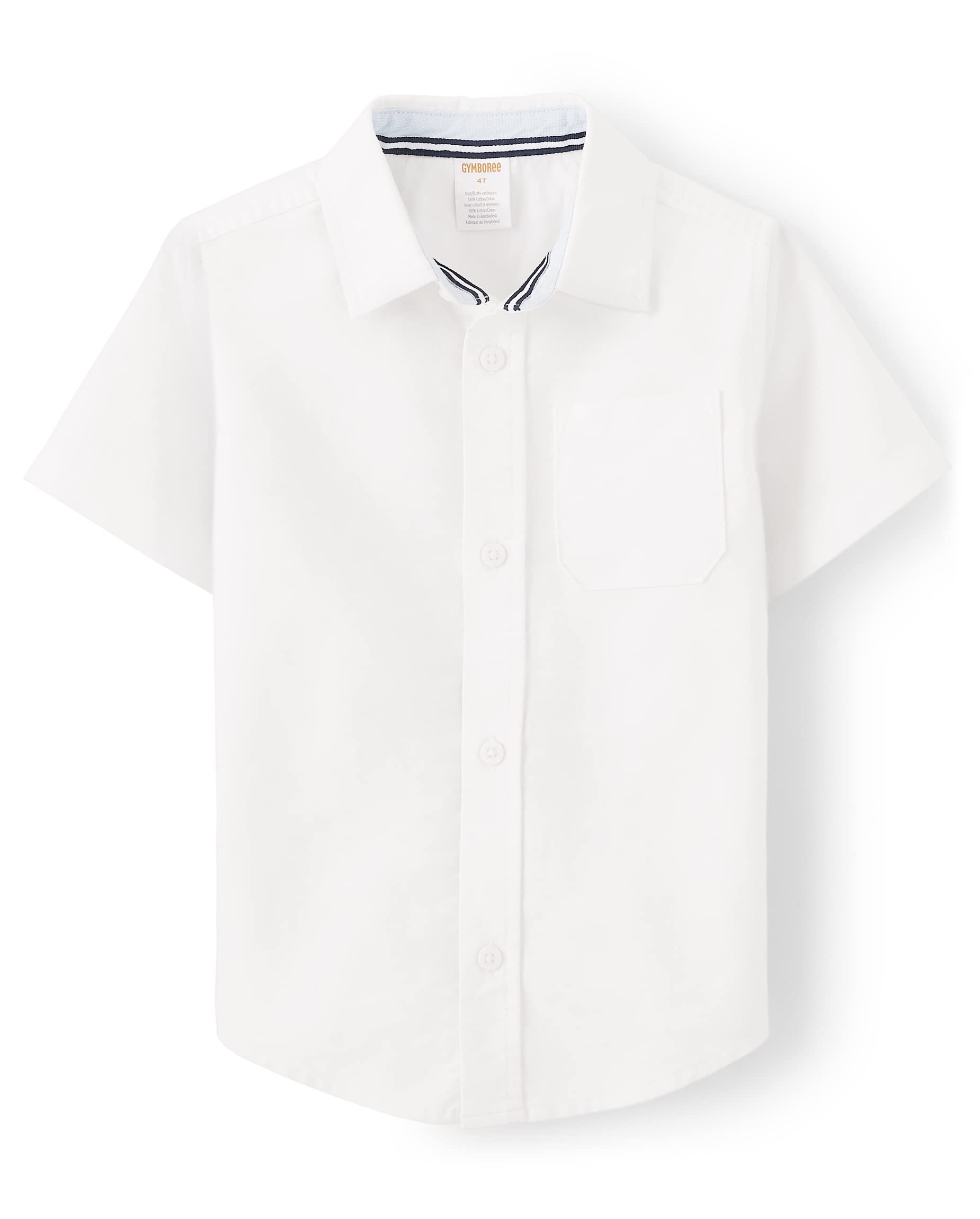 Gymboree Boys and Toddler Short Sleeve Button Up Dress Shirt, White, 3T