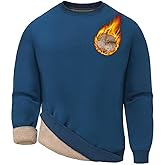 HODOSPORTS Mens Crewneck Sherpa Lined Sweatshirts Fleece Lined Pullover Shirts Warm Heavyweight Basic Tops Winter Clothes