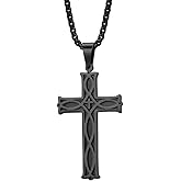Rehoboth Men's Irish Celtic Knot Cross Pendant Necklace for Womens Mens Stainless Steel 24" Chain Black Gold Silver