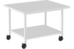 SwaaVee Printer Stand with Storage Under Desk Shelf, Desktop Printer Stand Organizer, Rolling Printer Cart Storage Paper Files Holder for Desk, Office, Home, (White)