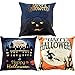 Gejoy 4 Pieces Square Pillow Cover Cushion Cover Decorative Pillow Case for Halloween Christmas Thanksgiving Day Sofa Bedroom Decoration, 18 by 18 inch (Halloween Style)