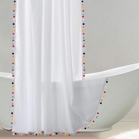 Amazon Com Uphome Shower Curtain White Fabric Shower Curtain