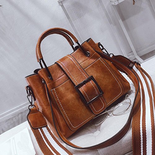 Pocciol Hadbags, Women's Generous Retro Leather Shoulder Bags With Corssbody Handbag (Brown)
