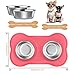 Pawaboo Pet Dog Cat Bowls, Premium Stainless Steel Pet Feeder with Food Grade Bone Shaped Rubber Base, 4.33 Inch Diameter Bowls for Pet Dog Cat Food or Water, Set of 2, Small Size, Pink