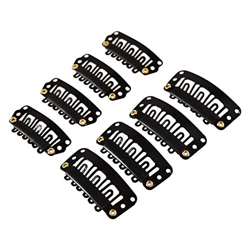 50pcs Wig Clips, Timoo Soft U-shape Clips Snap Clips for Hair Extension, 6-Teeth, 2 Sizes (Black)