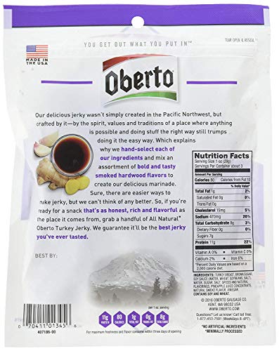 Oberto All-Natural Teriyaki Turkey Jerky, 3.25 Ounce (Pack of 4)