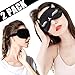 Sleep Mask 2 Pack, Natural Silk Sleep Mask Blackout Cat Eye Mask, 3D Contoured Eye Covers, with Adjustable Straps for Women, Men, Travel, Nap, Shift Work