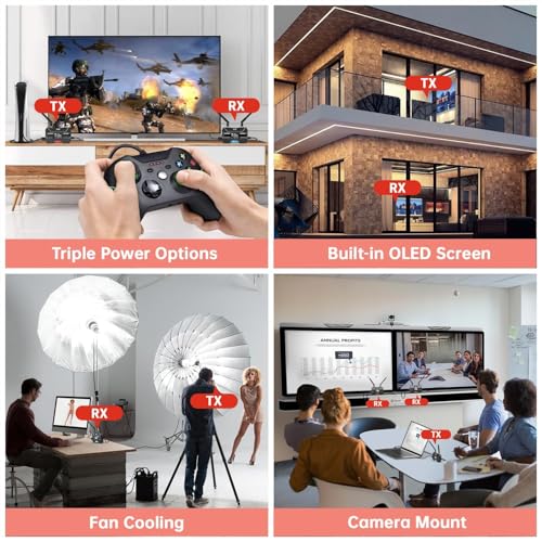 Pro HDMI Wireless Video Transmitter and Receiver – Up to 6 RXs, 400M Support HDMI Loopout/OLED Screen/Smart Channel, for Photography, Shooting, Laptop, Monitor, TV, Projector