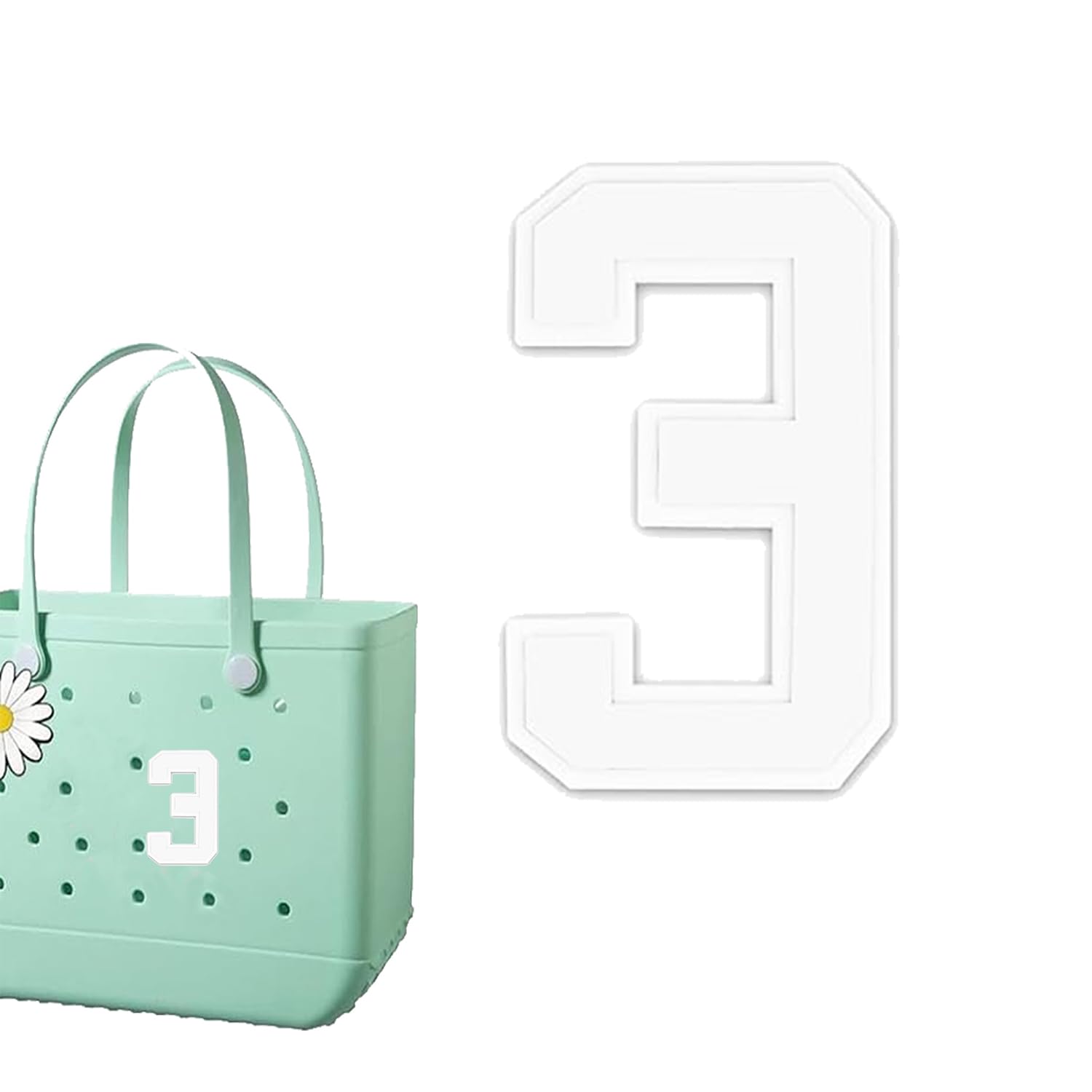 Photo 1 of TrustBlai Number Keychain for Bogg Bag?0-9 Accessories Keychain Compatible with Bogg Bag Original All Models, Insert Decorative Letter for Handbag Beach Tote Bag (White 3)