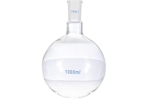 PATIKIL 1000ml Boiling Flask, 3.3 Borosilicate Glass Single Neck Flat Bottom Flask Heavy Wall with 24/40 Standard Taper Outer