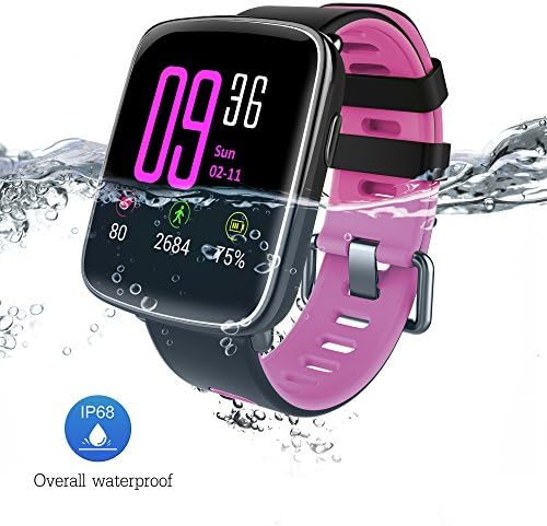 Dreamsoule 1.54-inch IP68 Waterproof Sports Smart Bluetooth Watch Smart Bracelet for IOS iPhone, Android Samsung HTC Sony LG Smartphones - Pink