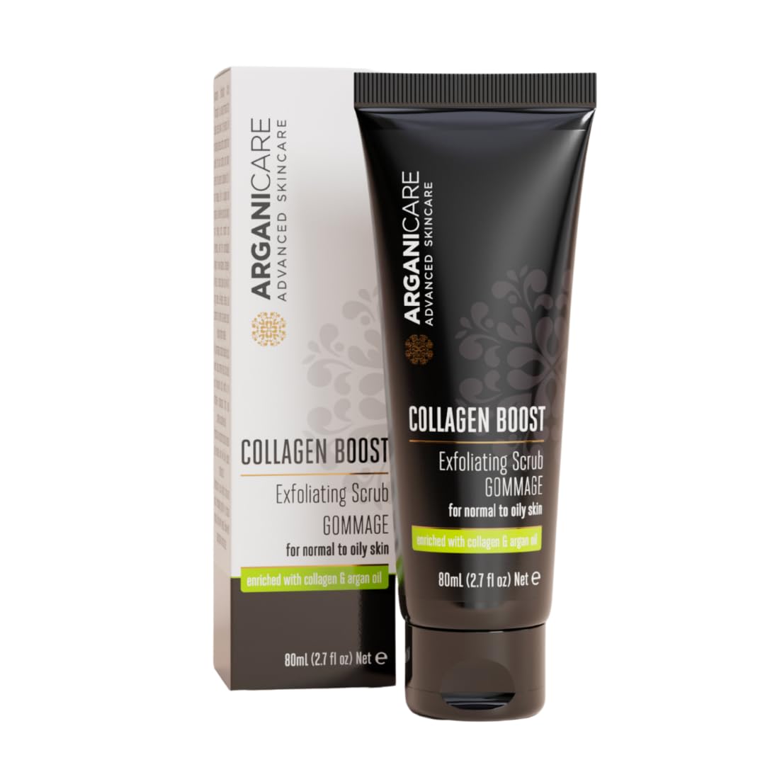 Arganicare | Exfoliating Facial Scrub with Collagen & Argan Oil | Normal to Oily Skin | Deep Cleansing Care | 80 ml