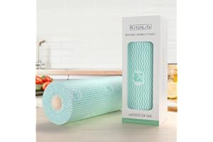 KitchLife Reusable Bamboo Paper Towels with Oil-Water Separation Technology, 1 Roll = 10 Months Supply, Washable and Recycled Paper Rolls, Eco Friendly, Jungle Green