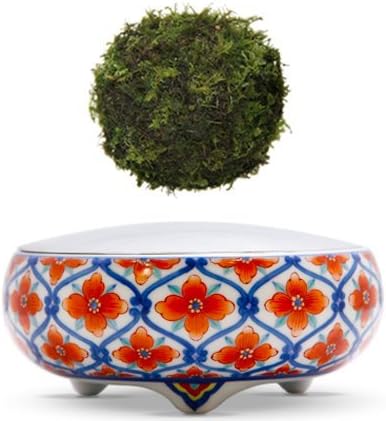 Amazon 空中盆栽 Air Bonsai 曼陀羅 Mandara 朱色の花と青格子の模様が美しい作品 繊細な描写は中嶋瞳氏の絵付け おもちゃ雑貨 おもちゃ