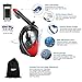 180° Snorkel Mask View for Adults and Youth. Full Face Free Breathing Design.[Free Bonuses] Cell Phone Universal Waterproof Case (Dry Bag) and Anti-Fog Wipes (Black/Red, Large/Extra Large)