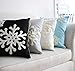 Elife Soft Square Christmas Snowflake Home Decorative Canvas Cotton Embroidery Throw Pillow Covers 18x18 Cushion Covers Pillowcases for Sofa Bed Chair (1Pcs, Sky Blue)
